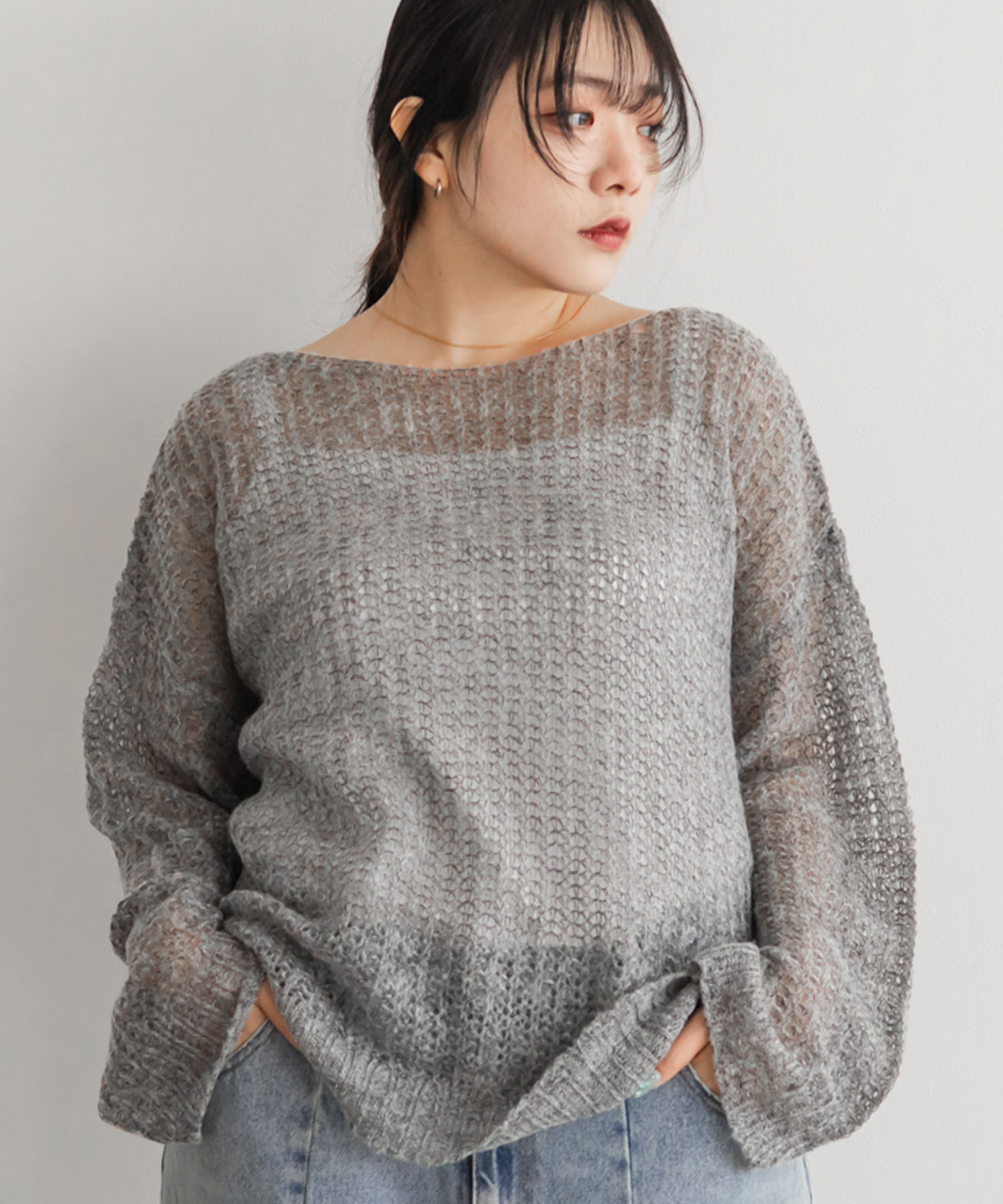 Mohair-touch sheer knit